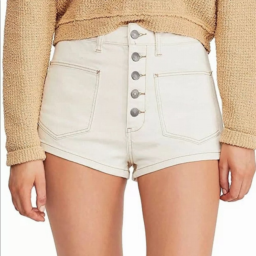 Free People Beige Bridgette Shorts 26